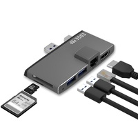 mbeat   Edge Pro Multifunction USB- C Hub for Microsoft Surface Pro 5/6  Metal Grey (HDMI, LAN, USB 3.0 Hub, Card Reader)