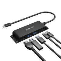 mbeat Mountable 5-Port USB-C Hub - Supports 4K HDMI Video Out and 60W Power Delivery Charging with 2 USB3.0 and 1 USB-C