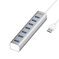 mbeat 7-Port USB 3.0 Powered Hub - USB 2.0/1.1/Aluminium Slim Design Hub with Fast Data Speeds (5Gbps) Power Delivery for PC and MAC devices