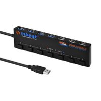 mbeat?? 7-Port USB 3.0 & USB 2.0 Powered Hub Manager with Switches - 4x USB 3.0 with 5Gbps/3x USB 2.0 with 2.4Ghz(480Mbps)/Super Fast Hub Manager