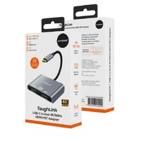 mbeat Tough Link USB-C to Dual 4K/60Hz HDMI MST Adapter 4K (3840x2160) @ 60Hz, 4K (3840x2160) @ 30Hz, 2K (2560x1440) @ 60Hz- Space Grey