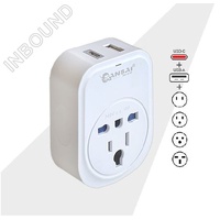Sansai USB Travel Adaptor USB A + C 2xUSB Charging Outlets 100-240VAC 10A 2400W Compatible with plugs from many countries