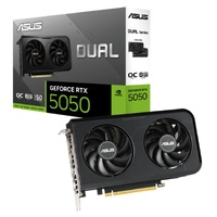 ASUS nVidia GeForce DUAL-RTX5050-O8G RTX5050 8GB GDDR6 OC Edition 2647MHz Boost Clock, RAM 20Gbps, 433 AI TOPs, Digital Max Resolution 7680 x 4320