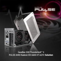 SAPPHIRE GEARBOX 500 With Sapphire Pulse AMD RX 6600 XT Bundle (ANZ) Thunderbolt 3, 8GB eGFX Solution, MAC/WIN OS
