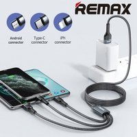 Phone Cable Remax 3 in1 Lightning Micro USB Type-C Fast Charge Cable Black 1.2M 3A
