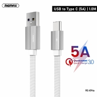 Phone Cable Remax Type C Braided Fast Charging &Transmission Cord White 5A 1M