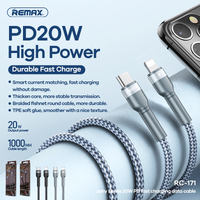 Phone Cable REMAX Jany Ses 20W PD Fast Charging Data Type C to IPhone Black & Silver
