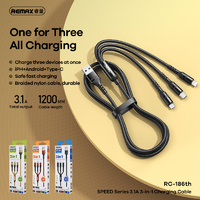 3-in-1 Phone Cable REMAX SPEED Series Safe Fast Charging RC-186th Black/ Gold 