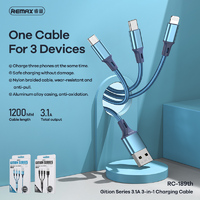 3 in 1 Phone Charging Cable REMAX Gition Series RC-189th Aluminum Alloy Blue
