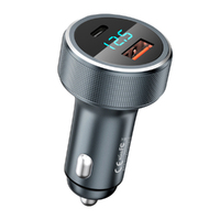 Car Charger REMAX Type-C USB 58.5W PD+QC Fast Charging RCC215 Voltage Display Silver 