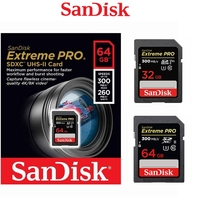 SD Card Sandisk Extreme Pro SDHC SDXC UHS-II Memory Card DSLR 4K Video 300MB/s