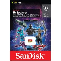 SanDisk Extreme For Mobile Gaming Micro SD Card 128GB SDXC UHS-I U3 SDSQXAA-128G