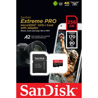 SanDisk Extreme Pro 256GB Micro SD Card SDXC UHS-I Action Camera GoPro Memory Card 4K U3 170Mb/s A2 SDSQXCZ-256G